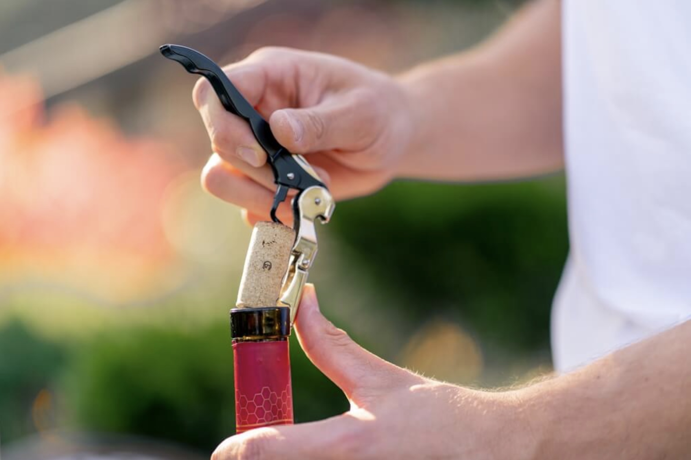 Bottle of wine getting opened